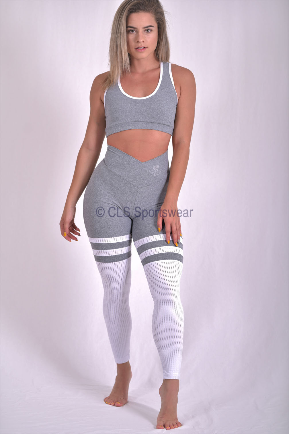 grey and white leggings