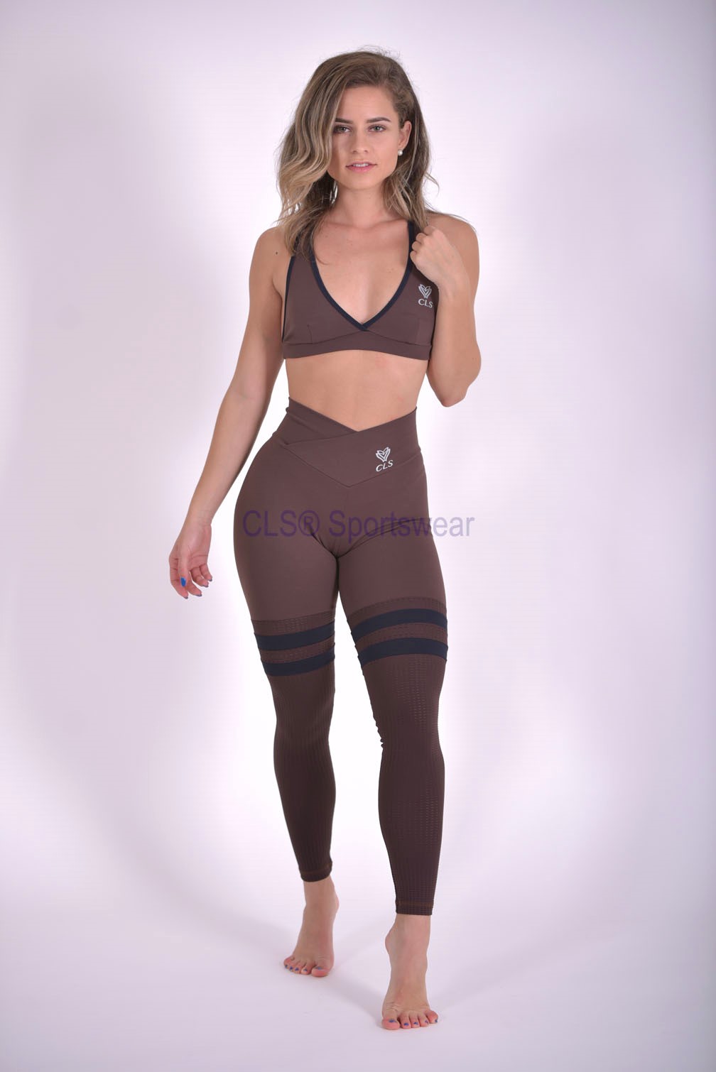 brown and black striped leggings
